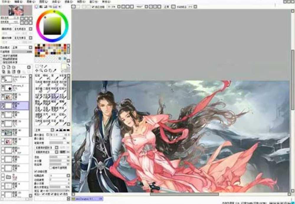 SAI古风人物厚涂绘画自学视频教程